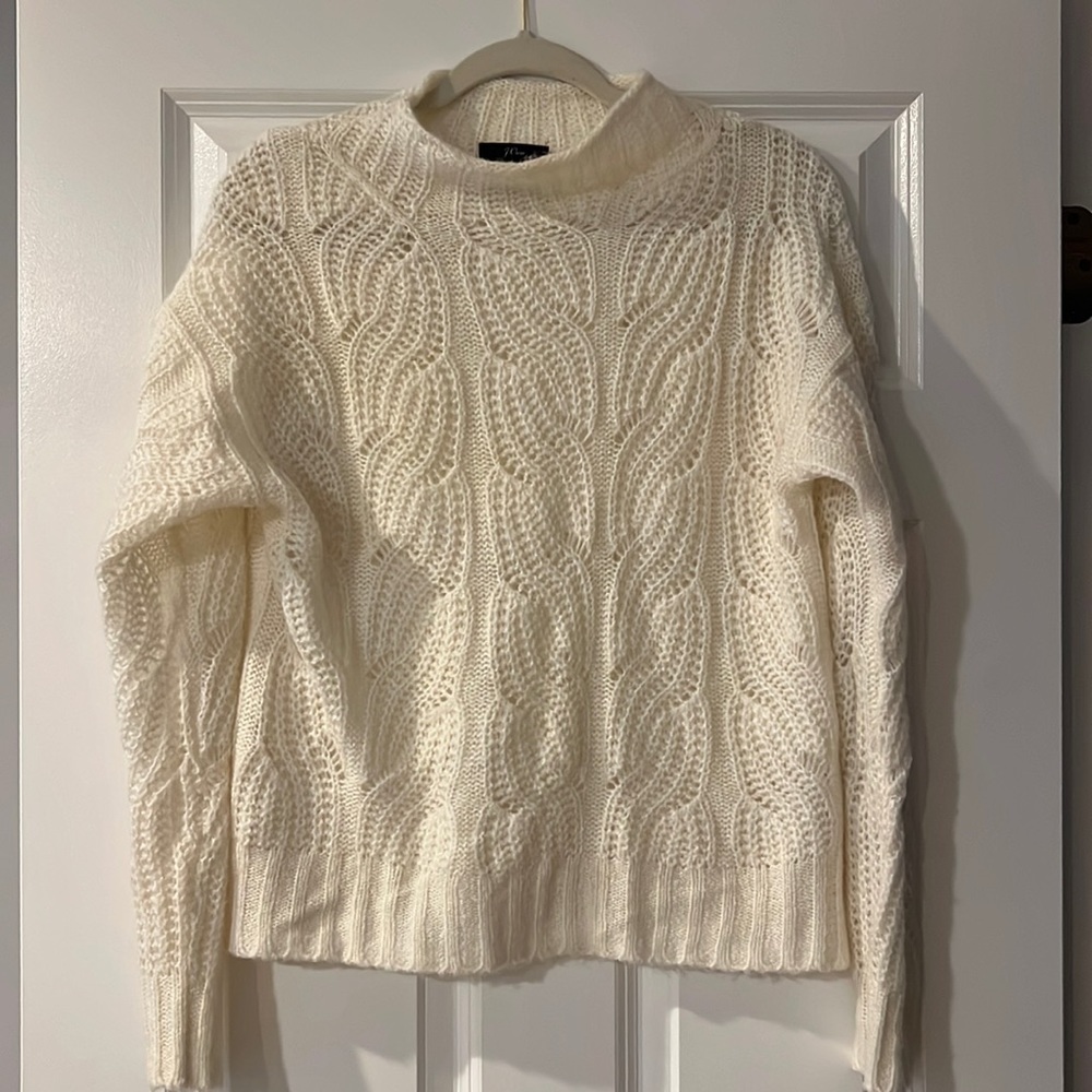 White Jcrew crew neck dress sweater